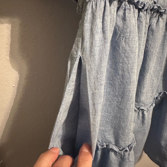 Tuckernuck Chambray Crawford Linen V Neck Flutter Sleeve Tiered Dress Small EUC - Picture 7 of 9